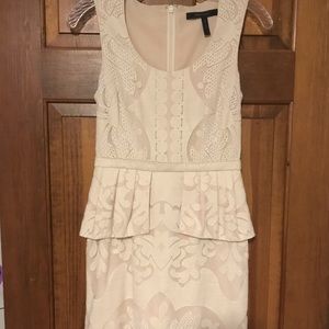BCBG Cream Lace Peplum Dress Size 0
